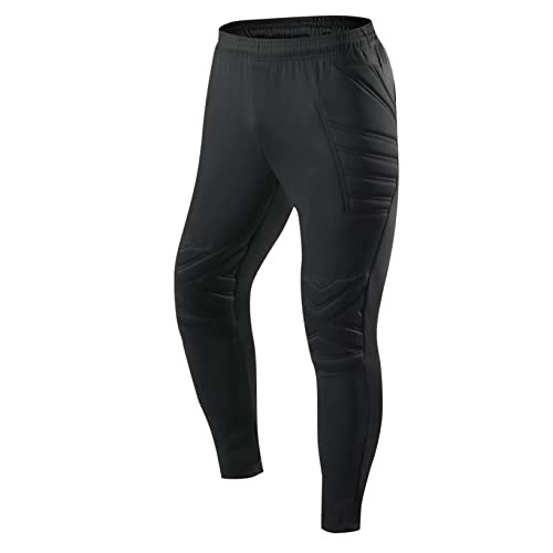 YUUMIN Kinder Torwarthose Torwart Fußball Hose Lang/Kurz Gepolstert Stretch Trainingshose Jungen Protektionshose Für Torhüter Sportswear Pants 134-140 von YUUMIN