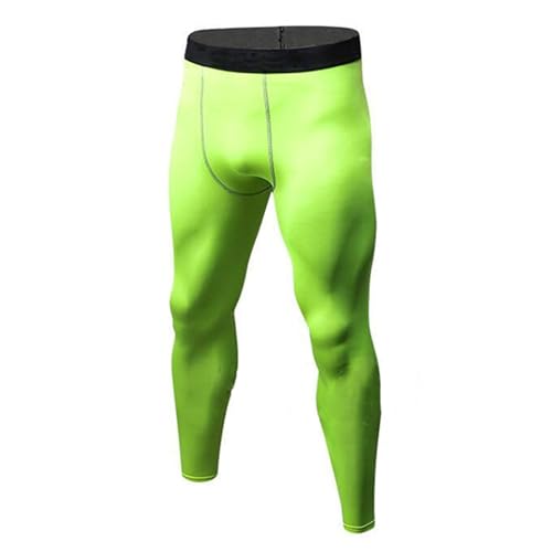 YUUMIN Kompressionshose Herren Laufhose Lang High Waist Sport Leggings Für Männer Fussball Trainingshose Fitness Strumpfhosen Sportswear Grün D XXL von YUUMIN