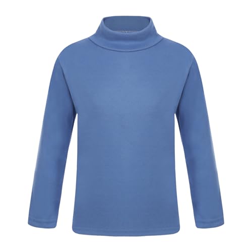 YUUMIN Mädchen Junge Rollkragen Thermoshirt Warm Langarm Thermo Unterhemd Sweater Langarmshirt Sport Tank Crop Top Weich Shirt Unterhemd SLIN Gr. 80-128 Blau A 134-140 von YUUMIN