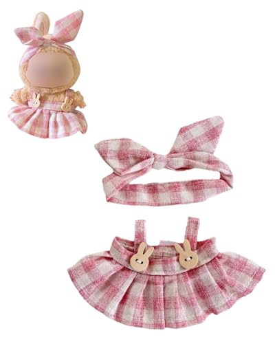 17cm Puppenkleidung, Rosa karierte Puppenkleidung, Plüschpuppen-Zubehör-Kleidungsset, Junge und Mädchen (ohne Puppe) von YUUSIKCO