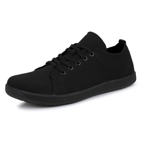 YUWOZIZ Barfußschuhe Herren Damen Unisex Breite Zehenbox Barfußschuhe Walkingschuhe rutschfest Casual Minimalistisch Traillaufschuhe Zero-Drop Solhe Schwarz 39 von YUWOZIZ