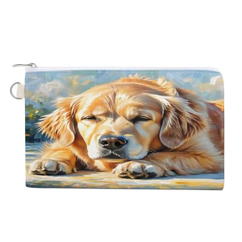 In A Melon Münzbörse mit Reißverschluss, Segeltuch, Kleingeldtasche, tragbare Münztasche für Männer und Frauen, kleine Kosmetiktasche, Golden Retriever, Einheitsgröße, Kleine Münzgeldbörse von YUXBVKRS