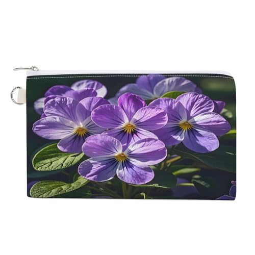 In A Melon Münzbörse mit Reißverschluss, Segeltuch, Kleingeldtasche, tragbare Münztasche für Männer und Frauen, kleine Kosmetiktasche, Veilchen in Blüte, Einheitsgröße, Kleine Münzgeldbörse von YUXBVKRS