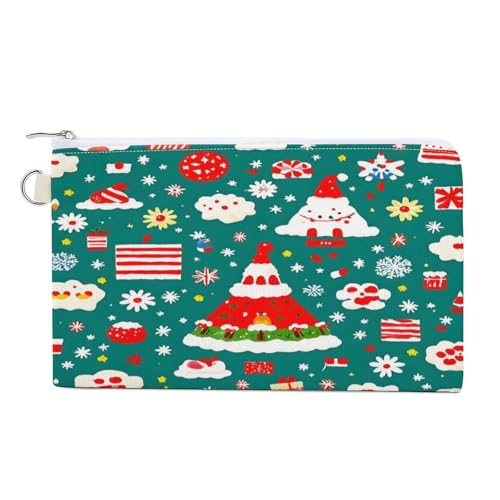 In A Melon Münzbörse mit Reißverschluss, Segeltuch, Kleingeldtasche, tragbare Münztasche für Männer und Frauen, kleine Kosmetiktasche, Weihnachtsmuster-Design, Einheitsgröße, Kleine Münzgeldbörse von YUXBVKRS