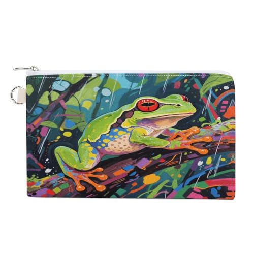 Münzbörse mit Blumenmuster, mit Reißverschluss, Segeltuch, tragbar, für Damen und Herren, kleine Kosmetiktasche, Abstrakter Frosch, Einheitsgröße, Kleine Münzgeldbörse Münzbörse mit Blumenmuster, mit Reißverschluss, Segeltuch, tragbar, für Damen und Herren, kleine Kosmetiktasche, Abstrakter Frosch, Einheitsgröße, Kleine Münzgeldbörse von YUXBVKRS