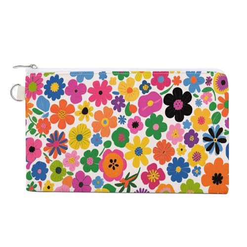 Münzbörse mit Blumenmuster, mit Reißverschluss, Segeltuch, tragbar, für Damen und Herren, kleine Kosmetiktasche, Blumenmuster, Einheitsgröße, Kleine Münzgeldbörse Münzbörse mit Blumenmuster, mit Reißverschluss, Segeltuch, tragbar, für Damen und Herren, kleine Kosmetiktasche, Blumenmuster, Einheitsgröße, Kleine Münzgeldbörse von YUXBVKRS
