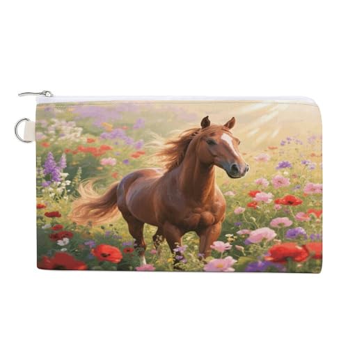 Münzbörse mit Blumenmuster, mit Reißverschluss, Segeltuch, tragbar, für Damen und Herren, kleine Kosmetiktasche, Blumenpferd, Einheitsgröße, Kleine Münzgeldbörse Münzbörse mit Blumenmuster, mit Reißverschluss, Segeltuch, tragbar, für Damen und Herren, kleine Kosmetiktasche, Blumenpferd, Einheitsgröße, Kleine Münzgeldbörse von YUXBVKRS