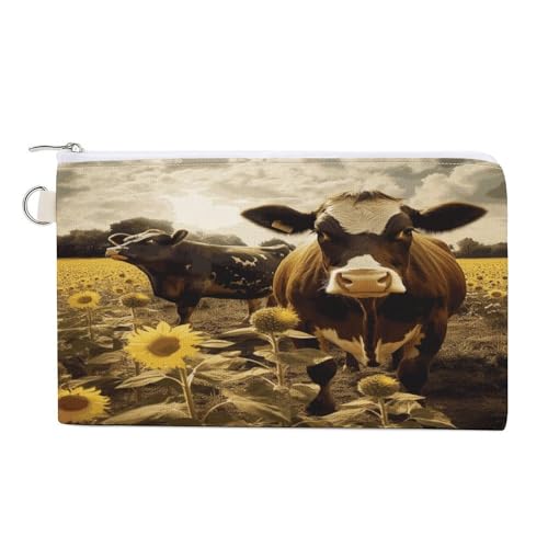 Münzbörse mit geometrischem Muster, mit Reißverschluss, Segeltuch, tragbar, für Damen und Herren, kleine Kosmetiktasche, 3D-Tier-Kuh, Braun, Einheitsgröße, Kleine Münzgeldbörse Münzbörse mit geometrischem Muster, mit Reißverschluss, Segeltuch, tragbar, für Damen und Herren, kleine Kosmetiktasche, 3D-Tier-Kuh, Braun, Einheitsgröße, Kleine Münzgeldbörse von YUXBVKRS