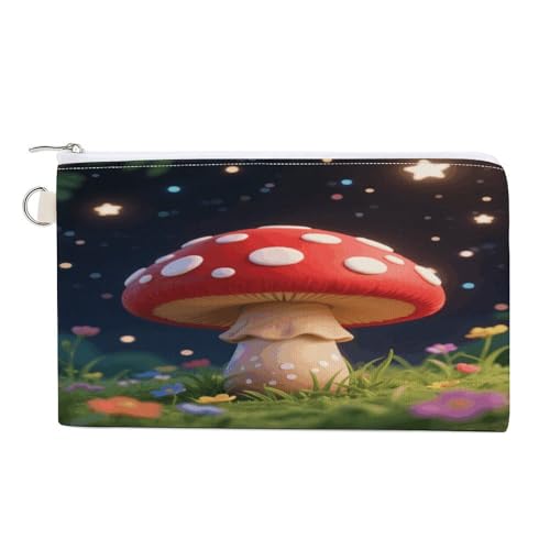 Münzbörse mit geometrischem Muster, mit Reißverschluss, Segeltuch, tragbar, für Damen und Herren, kleine Kosmetiktasche, Roter Pilz, niedlich, Einheitsgröße, Kleine Münzgeldbörse Münzbörse mit geometrischem Muster, mit Reißverschluss, Segeltuch, tragbar, für Damen und Herren, kleine Kosmetiktasche, Roter Pilz, niedlich, Einheitsgröße, Kleine Münzgeldbörse von YUXBVKRS