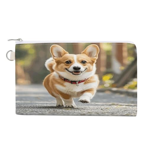 Münzbörse mit geometrischem Muster, mit Reißverschluss, Segeltuch, tragbar, für Damen und Herren, kleine Kosmetiktasche, Running Corgi, Einheitsgröße, Kleine Münzgeldbörse Münzbörse mit geometrischem Muster, mit Reißverschluss, Segeltuch, tragbar, für Damen und Herren, kleine Kosmetiktasche, Running Corgi, Einheitsgröße, Kleine Münzgeldbörse von YUXBVKRS