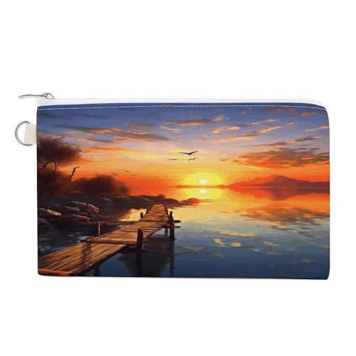 Münzbörse mit geometrischem Muster, mit Reißverschluss, Segeltuch, tragbar, für Damen und Herren, kleine Kosmetiktasche, Sonnenuntergang Landschaft, Einheitsgröße, Kleine Münzgeldbörse Münzbörse mit geometrischem Muster, mit Reißverschluss, Segeltuch, tragbar, für Damen und Herren, kleine Kosmetiktasche, Sonnenuntergang Landschaft, Einheitsgröße, Kleine Münzgeldbörse von YUXBVKRS