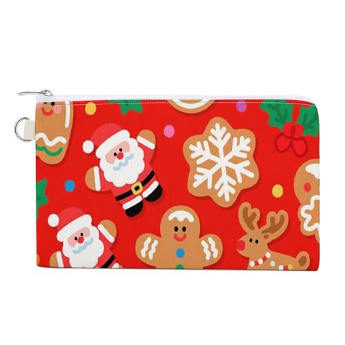 Münzbörse mit geometrischem Muster, mit Reißverschluss, Segeltuch, tragbar, für Damen und Herren, kleine Kosmetiktasche, Weihnachts-Lebkuchen, Einheitsgröße, Kleine Münzgeldbörse Münzbörse mit geometrischem Muster, mit Reißverschluss, Segeltuch, tragbar, für Damen und Herren, kleine Kosmetiktasche, Weihnachts-Lebkuchen, Einheitsgröße, Kleine Münzgeldbörse von YUXBVKRS