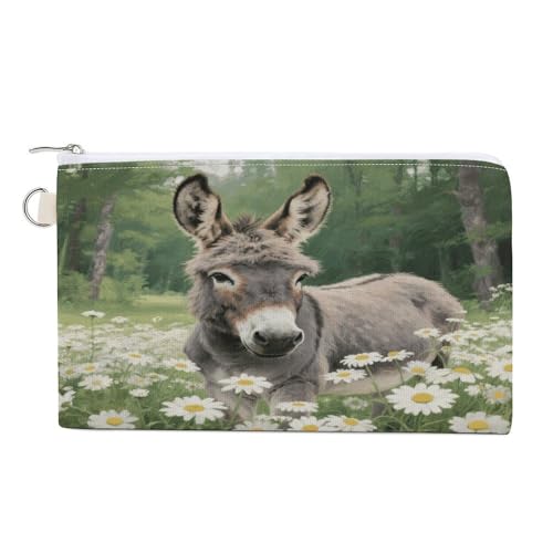 Münzgeldbörse mit Reißverschluss, Segeltuch, tragbar, für Damen und Herren, kleine Kosmetiktasche, Kürbis- und schwarze Katze, Esel im Gänseblümchenbusch, Einheitsgröße, Kleine Münzgeldbörse Münzgeldbörse mit Reißverschluss, Segeltuch, tragbar, für Damen und Herren, kleine Kosmetiktasche, Kürbis- und schwarze Katze, Esel im Gänseblümchenbusch, Einheitsgröße, Kleine Münzgeldbörse von YUXBVKRS