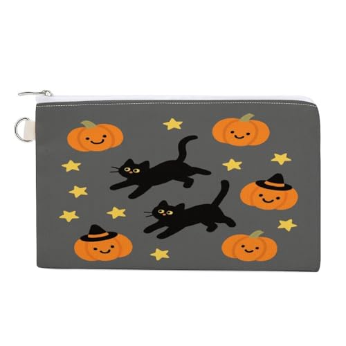 Münzgeldbörse mit Reißverschluss, Segeltuch, tragbar, für Damen und Herren, kleine Kosmetiktasche, Kürbis- und schwarze Katze, Kürbis und schwarze Katze, Einheitsgröße, Kleine Münzgeldbörse Münzgeldbörse mit Reißverschluss, Segeltuch, tragbar, für Damen und Herren, kleine Kosmetiktasche, Kürbis- und schwarze Katze, Kürbis und schwarze Katze, Einheitsgröße, Kleine Münzgeldbörse von YUXBVKRS
