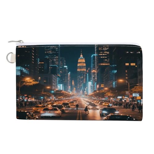 Münzgeldbörse mit Reißverschluss, Segeltuch, tragbar, für Damen und Herren, kleine Kosmetiktasche, Kürbis- und schwarze Katze, Stadt-Nachtlandschaft, Einheitsgröße, Kleine Münzgeldbörse Münzgeldbörse mit Reißverschluss, Segeltuch, tragbar, für Damen und Herren, kleine Kosmetiktasche, Kürbis- und schwarze Katze, Stadt-Nachtlandschaft, Einheitsgröße, Kleine Münzgeldbörse von YUXBVKRS