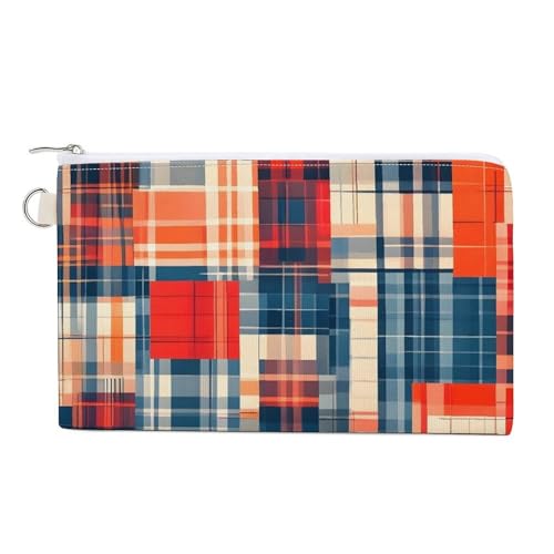 Planetarische Astronauten-Szene, Münzbörse mit Reißverschluss, Segeltuch, Kleingeldtasche, tragbare Münztasche für Männer und Frauen, kleine Kosmetiktasche, Patchwork-Plaid-Design, Einheitsgröße von YUXBVKRS