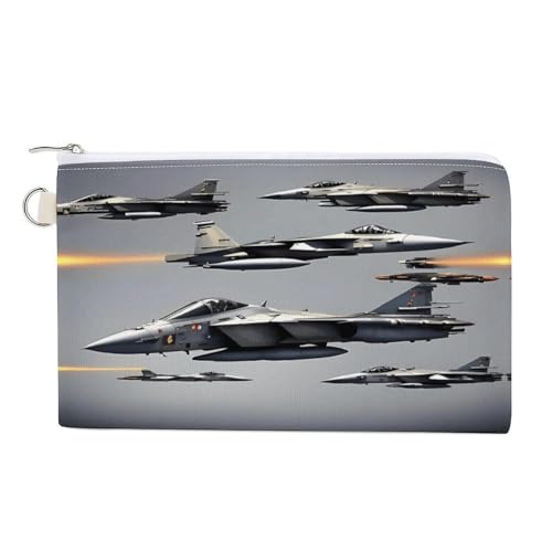 Soccer USA American Coin Purse with Zipper, Canvas Change Purse Portable Coin Pouch for Men Women Small Cosmetic Bag, Flugzeug-Kampfjets, Einheitsgröße, Kleine Münzgeldbörse von YUXBVKRS