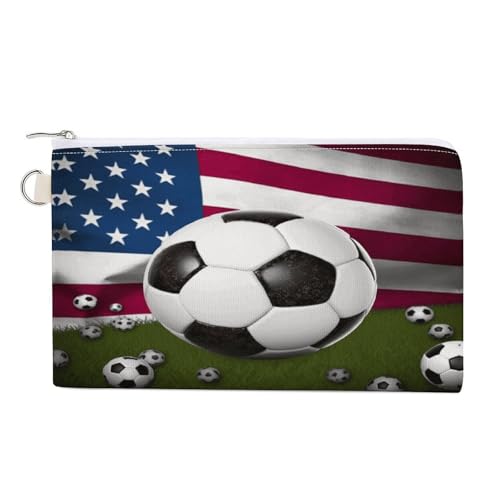 Soccer USA American Coin Purse with Zipper, Canvas Change Purse Portable Coin Pouch for Men Women Small Cosmetic Bag, Fußball USA Amerikanisch, Einheitsgröße, Kleine Münzgeldbörse Soccer USA American Coin Purse with Zipper, Canvas Change Purse Portable Coin Pouch for Men Women Small Cosmetic Bag, Fußball USA Amerikanisch, Einheitsgröße, Kleine Münzgeldbörse von YUXBVKRS