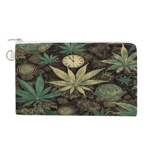 Süße Katzen-Geldbörse mit Reißverschluss, Segeltuch, Kleingeldbörse, tragbare Münztasche für Männer und Frauen, kleine Kosmetiktasche, A Puff in Time Weed Rosmarin, Einheitsgröße, Kleine Münzgeldbörse von YUXBVKRS