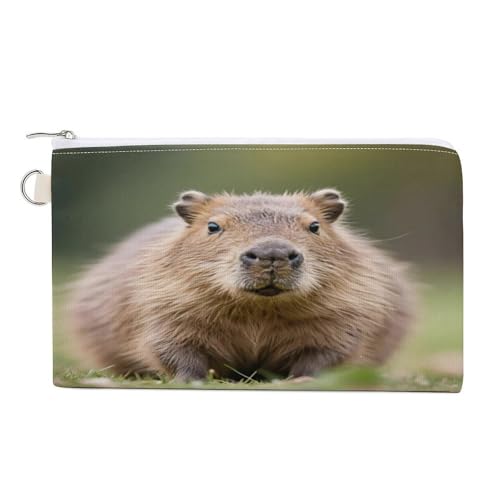 Süße Münzbörse mit Capybara-Gesicht, mit Reißverschluss, Segeltuch, Kleingeldtasche, tragbare Münztasche für Männer und Frauen, kleine Kosmetiktasche, Niedliches Capybara-Gesicht, Einheitsgröße von YUXBVKRS