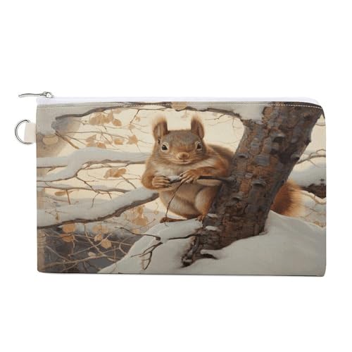 Süße Münzbörse mit Capybara-Gesicht, mit Reißverschluss, Segeltuch, Kleingeldtasche, tragbare Münztasche für Männer und Frauen, kleine Kosmetiktasche, Tier auf Baum, Einheitsgröße, Kleine von YUXBVKRS