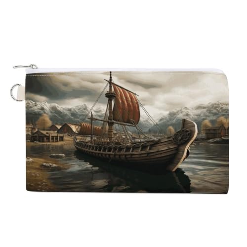 Süße Münzbörse mit Capybara-Gesicht, mit Reißverschluss, Segeltuch, Kleingeldtasche, tragbare Münztasche für Männer und Frauen, kleine Kosmetiktasche, altes Wikingerboot, Einheitsgröße, Kleine Süße Münzbörse mit Capybara-Gesicht, mit Reißverschluss, Segeltuch, Kleingeldtasche, tragbare Münztasche für Männer und Frauen, kleine Kosmetiktasche, altes Wikingerboot, Einheitsgröße, Kleine von YUXBVKRS