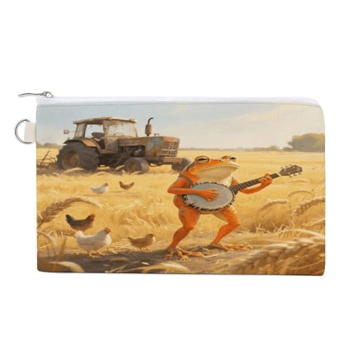 Waterlily Münzgeldbörse mit Reißverschluss, Segeltuch, Kleingeldbörse, tragbare Münztasche für Männer und Frauen, kleine Kosmetiktasche, Orange Frosch spielt Banjo, Einheitsgröße, Kleine Münzgeldbörse Waterlily Münzgeldbörse mit Reißverschluss, Segeltuch, Kleingeldbörse, tragbare Münztasche für Männer und Frauen, kleine Kosmetiktasche, Orange Frosch spielt Banjo, Einheitsgröße, Kleine Münzgeldbörse von YUXBVKRS