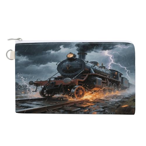 Waterlily Münzgeldbörse mit Reißverschluss, Segeltuch, Kleingeldtasche, tragbare Münztasche für Männer und Frauen, kleine Kosmetiktasche, Dampfzug, Einheitsgröße, Kleine Münzgeldbörse Waterlily Münzgeldbörse mit Reißverschluss, Segeltuch, Kleingeldtasche, tragbare Münztasche für Männer und Frauen, kleine Kosmetiktasche, Dampfzug, Einheitsgröße, Kleine Münzgeldbörse von YUXBVKRS
