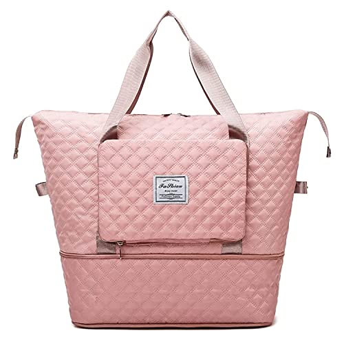 YUXES Faltbare Reisetasche mit großem Fassungsvermögen, Sporttasche Tragbare Wasserdichtes Erweiterbar Umhängetasche Gym Duffel Bag Damen Weekender Tasche Travel Handgepäck für Reisen（Rosa） von YUXES