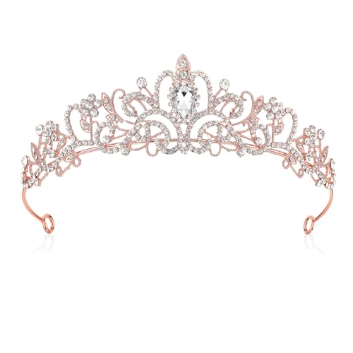 YUXIANLB Krone Prinzessin Mädchen Damen Diadem Crown Kristall Tiaras Goldene Prinzessinnenkrone Eleganter Corwn Royal Queen Brautschmuck Strass Stirnband Geschenk Haarschmuck für Frauen Hochzeit von YUXIANLB