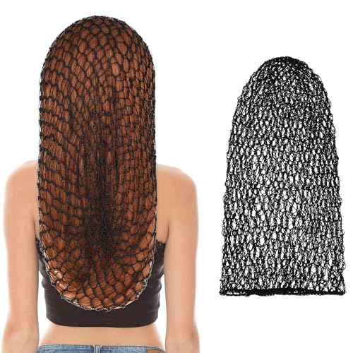 YUXIANLB 2 Stück Netz Haarnetz Viskose Strickschals Für Schlafende Frauen Gehäkelte Schlafmütze Weiches Netz Haarnetz Hutüberzug Zubehör Für Frauen Langes Haar Lockiges Haar (Schwarz) von YUXIANLB