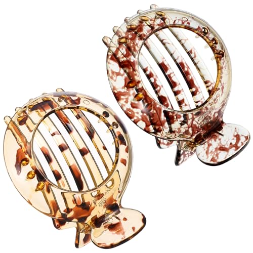 YUXIANLB 2St Flache Haarklammern für Damen, Starker Halt Frauen-Haarspangen, Haarspange Flach Damen, Matte Große Haarklammer for Dünnes und Dickes Haar, Gebogenes Design für Liegen von YUXIANLB