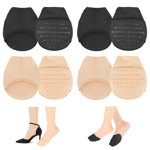 YUXIANLB 4 Paar Fußballen Polstersocken Zehenschutz Für Damen Mit Polsterung Zehen Topper Socken Unsichtbare Innensocken Polsterüberzüge Vorfußpolster Halbsocken Mit Rutschfester Unterseite von YUXIANLB