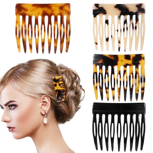 YUXIANLB 4 Stück Haarkämme, Französische Haarkämme Handgefertigt Onyx Twist Französischer Vintage-Stil Haarklammern Kleine Französische Seitenhaarkämme für Frauen Starke Halt Haarklammern Frauen von YUXIANLB