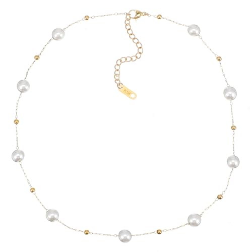 YUXIANLB Goldene Perlenkette Goldene Halskette Verstellbar Gefüllt Geburtstagsgeschenk Zierliches Hochzeitsset für Frauen Exquisites Trendiges Zeug Osterkorb Abschlussballschmuck Jahrestag von YUXIANLB