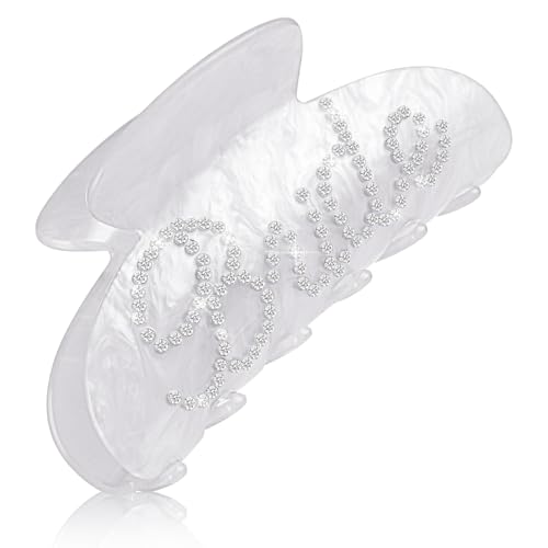 YUXIANLB Haarspange Mit Klauen Für Die Braut Weiße Bananenspangen Aus Acryl Hochzeitsgeschenk Für Die Braut Haaraccessoire Mit Strasssteinen Für Die Braut Geschenk Für Junggesellinnenabschiede von YUXIANLB