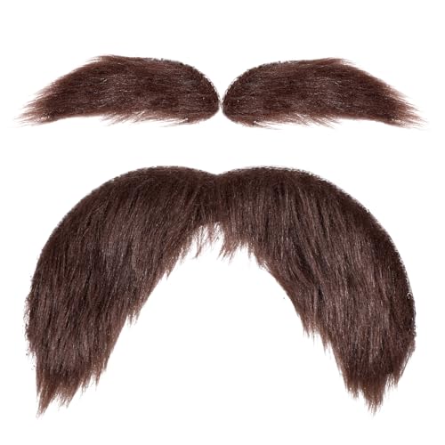 YUXIANLB Künstlicher Schnurrbart Künstliche Augenbrauen Originelle Kostüme Selbstklebender Bart Für Alte Männer Schnurrbart Set Gesichtsbehaarung Aufklebbare Schnurrbärte Für Männer Realisti von YUXIANLB