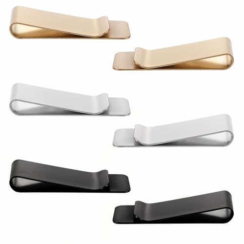 YUXIANLB Edelstahl Geldklammern Schlanke Metallklammern für Geldbörsen Bargeld Elegante Visitenkartenhalter mit Silber 6 Stück Gold Finish Geldscheine Ausweise Kreditkarten Mitgliedskarten Hochzeiten von YUXIANLB