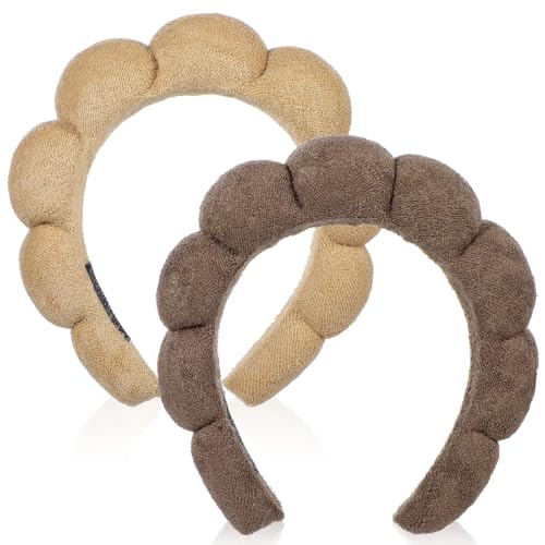 YUXIANLB Spa Stirnbänder Für Frauen 2er Set Schwamm Zum Waschen Von Gesicht Oder Gesicht Hautpflege Stirnband Make Up Stirnbänder Frauen Terry Handtuch Stoff Puffy Dusch Haar Zubehör von YUXIANLB