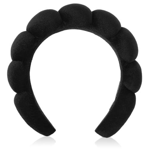 YUXIANLB Spa Stirnbänder Zum Waschen Des Gesichts Schwamm Stirnband Für Frauen Teenager Mädchen Frottee Wolken Weiches Haarband Hautpflege Make Up Die Dusche Haar Accessoires (Schwarz) von YUXIANLB