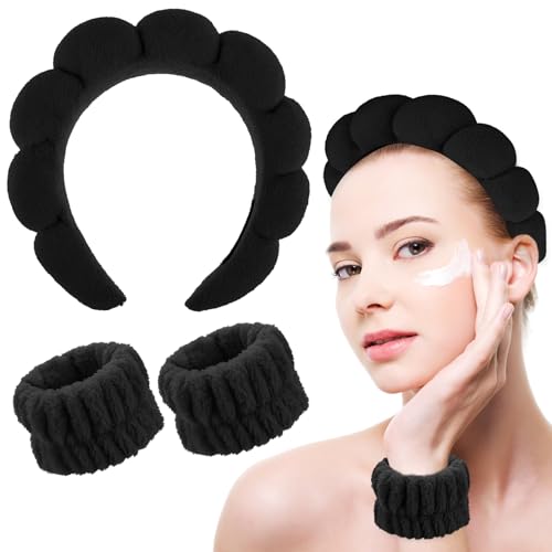 YUXIANLB Spa Stirnband Waschen Gesicht Armband Set Weicher Schwamm Stirnband Make-up Hautpflege Haarband Handgelenk Handtücher Mode Kopf Hoop Niedliche Kopfbedeckung Dusche Haarschmuck für Frauen von YUXIANLB