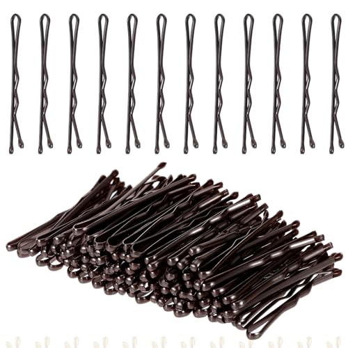 YUXMU 100 Stück Mini Haarnadeln, 3.5cm Haarklammern Klein Bobby Pins Metal Hair pin Haarklemmen Haarschmuck Damen Gewellte Haarspange für Frauen Mädchen Kinder Dutts Langes Glattes(Braun) von YUXMU