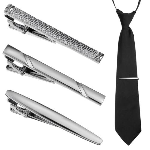 YUXMU 3 Stück Krawattenklammer Set, Edelstahl Herren Krawattennadel Klassische Krawattenklammern Tie Clip Set Für Hochzeiten Jahrestag Hochzeit Business Alltag(Schwarz) von YUXMU