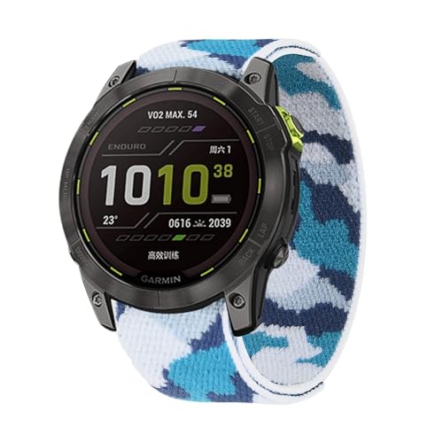 YUXUAN Nylon Ersatz - Sports - Armband kompatibel mit 22mm Garmin Fenix 8 47mm, Fenix 7 / Fenix 6 Pro/Fenix 6 Sapphire/Fenix 5 / Fenix 5 Plus / D2 Delta (Tarnfarbe Blau) von YUXUAN