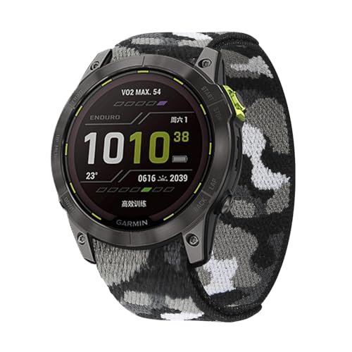 YUXUAN Nylon Ersatz - Sports - Armband kompatibel mit 22mm Garmin Fenix 8 47mm, Fenix 7 / Fenix 6 Pro/Fenix 6 Sapphire/Fenix 5 / Fenix 5 Plus / D2 Delta (Tarnfarbe Grau) von YUXUAN