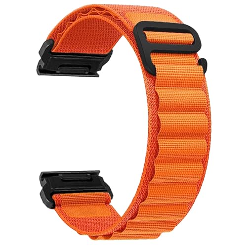 YUXUAN Schnelllösbares Nylon Ersatzarmband kompatibel mit 22mm Garmin Fenix 8 47mm, Fenix 7 / Fenix 6 Pro/Fenix 6 Sapphire/Fenix 5 / Fenix 5 Plus/MARQ Athlete (Orange) von YUXUAN