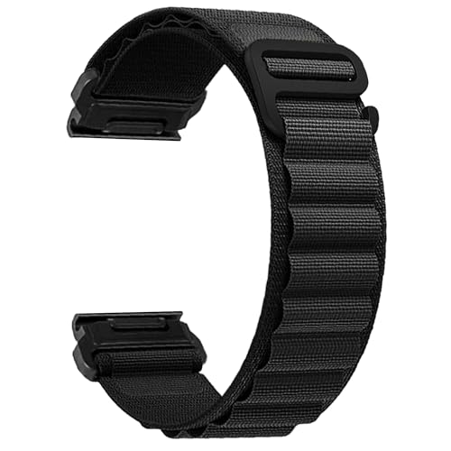 YUXUAN Schnelllösbares Nylon Ersatzarmband kompatibel mit 22mm Garmin Fenix 8 47mm, Fenix 7 / Fenix 6 Pro/Fenix 6 Sapphire/Fenix 5 / Fenix 5 Plus/MARQ Athlete (Schwarz) von YUXUAN