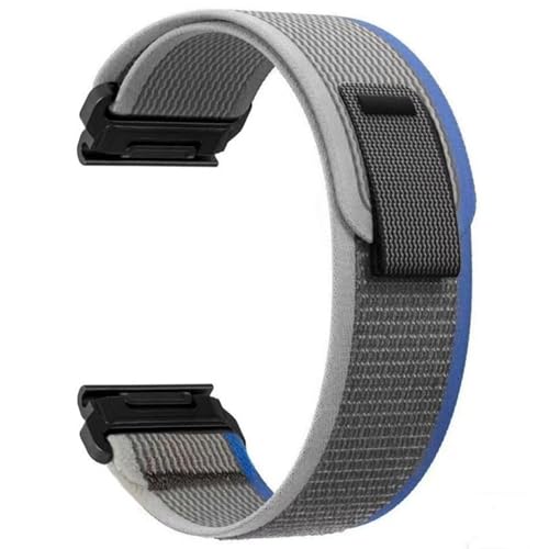 YUXUAN Schnelllösbares Nylon Ersatzarmband kompatibel mit 26mm Garmin Fenix 8 51mm, Fenix 7X/ Fenix 6X Pro/Fenix 6X Sapphire/Fenix 5X/ Fenix 5X Plus/ 3/3 HR/Descent Mk1 (Blaugrau) von YUXUAN