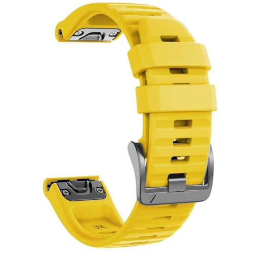 YUXUAN Schnellwechselndes Silikon-Sportarmband kompatibel mit 22mm Garmin Fenix 8 47mm//Fenix 6/7/5,/Fenix 6 Pro/Fenix 7/Fenix 7 Pro, Instinct/Epix 2/Forerunner 255/945/935 (Gelb) von YUXUAN