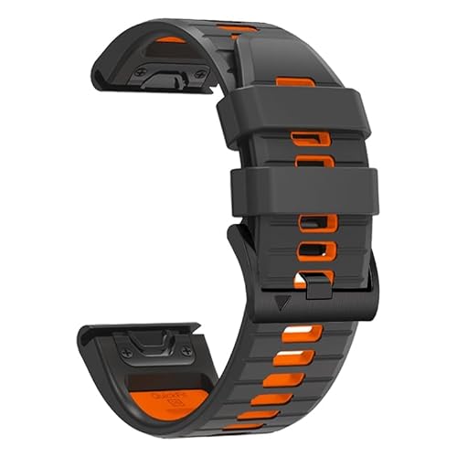 YUXUAN Silikon-Schnellwechselarmband passend für 22mm Garmin Fenix 8 47mm /epix Pro 47mm/,Fenix 7/6/5/,Fenix 7 pro,Fenix 6 Pro/Fenix 5 Plus/Approach S60 S62/Forerunner 935 945 (Kohlenstoffgrau-orange) von YUXUAN